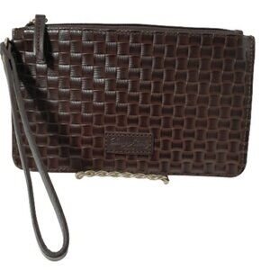 - Dooney & Bourke Lilliana Brown Basket Weave Embossed Leather Wristlet